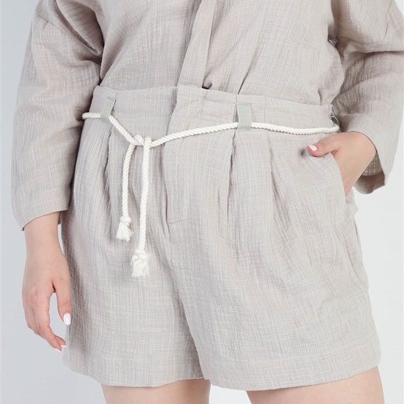 Grey Button-up Blazer Shorts Set - Picture 3 of 4